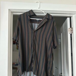 Express Black and Brown Striped Men's Shirt